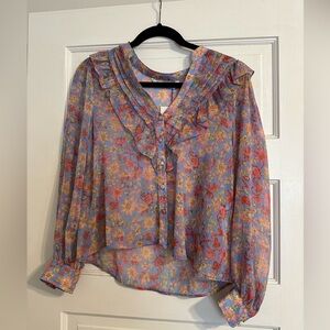 Zara Floral Peasant Blouse